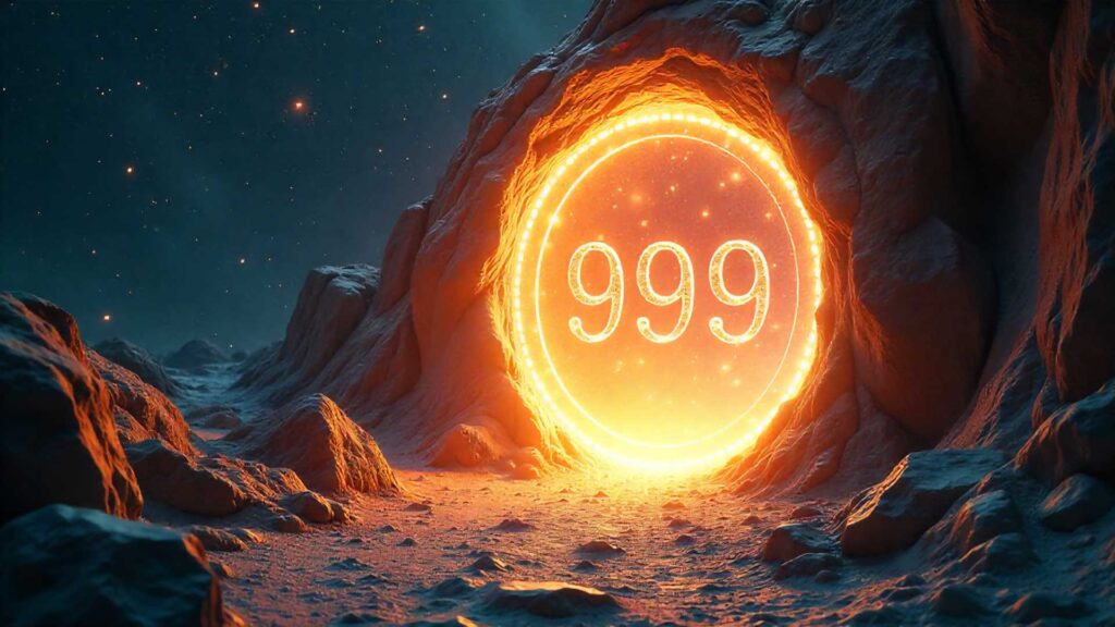 Imagen mística del portal energético 9/9/9 iluminado en el cosmos.